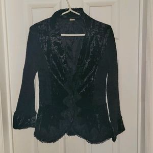 Velvet and Lace Bell Sleeve Blazer